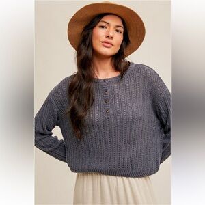 Hem & Thread Midnight Ivy Navy Henley L